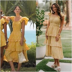 Cleobella Dita Midi Tiered Dress in Cassia Print